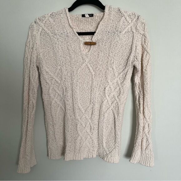 J. Crew Knit Cotton Hooded Pullover Sweater Size Small. Cream colored - Picture 1 of 8